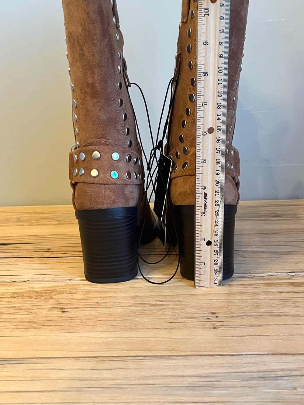 NIB Madden Nyc Women’s Brown Faux Suede Studded Mid-Calf Boots - Picture 5 of 10